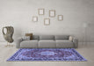 Machine Washable Persian Blue Traditional Rug in a Living Room, wshtr2814blu