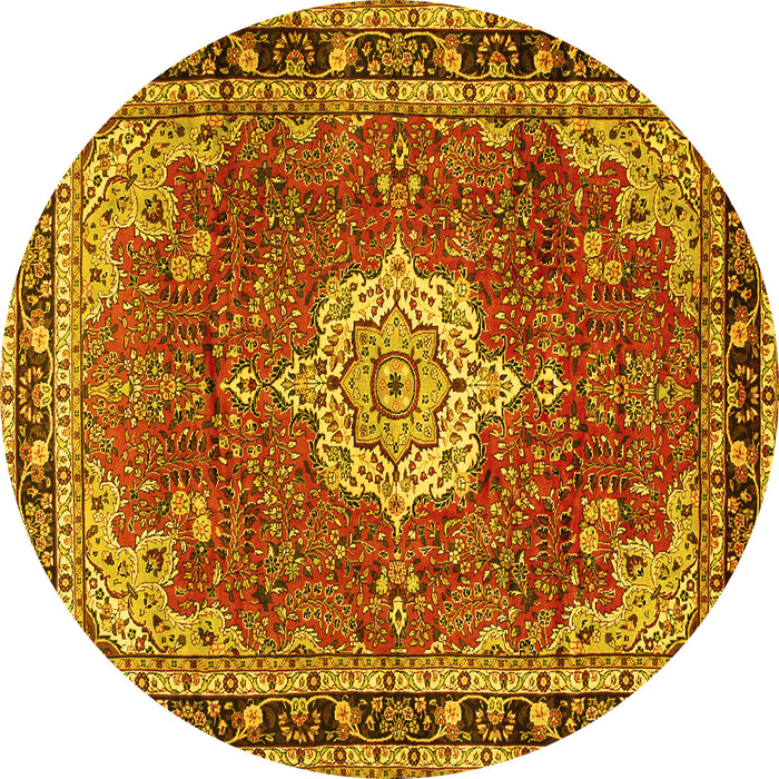Round Persian Yellow Traditional Rug, tr2814yw