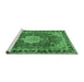 Sideview of Machine Washable Persian Emerald Green Traditional Area Rugs, wshtr2814emgrn