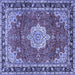 Square Machine Washable Persian Blue Traditional Rug, wshtr2814blu