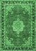 Machine Washable Persian Emerald Green Traditional Area Rugs, wshtr2814emgrn