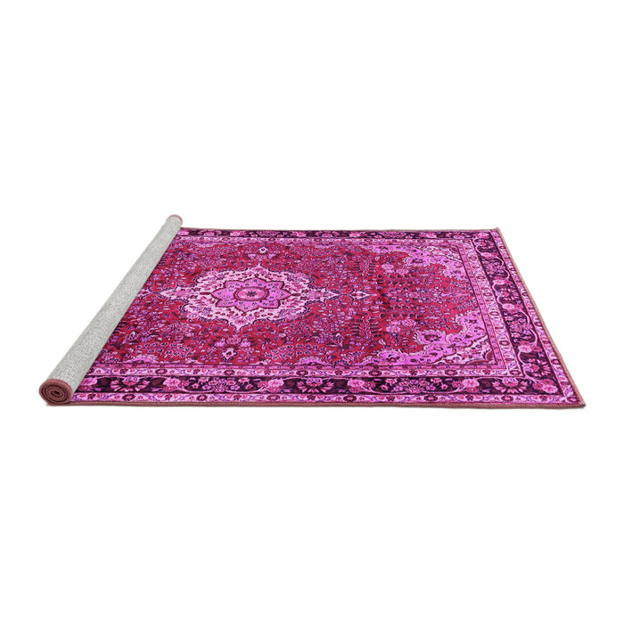 Sideview of Machine Washable Persian Pink Traditional Rug, wshtr2814pnk