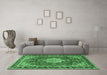 Machine Washable Persian Emerald Green Traditional Area Rugs in a Living Room,, wshtr2814emgrn