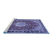 Sideview of Machine Washable Persian Blue Traditional Rug, wshtr2814blu