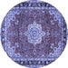 Round Machine Washable Persian Blue Traditional Rug, wshtr2814blu