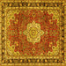 Square Machine Washable Persian Yellow Traditional Rug, wshtr2814yw