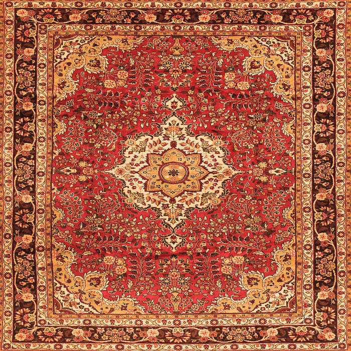 Round Machine Washable Persian Orange Traditional Area Rugs, wshtr2814org