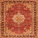 Round Machine Washable Persian Orange Traditional Area Rugs, wshtr2814org