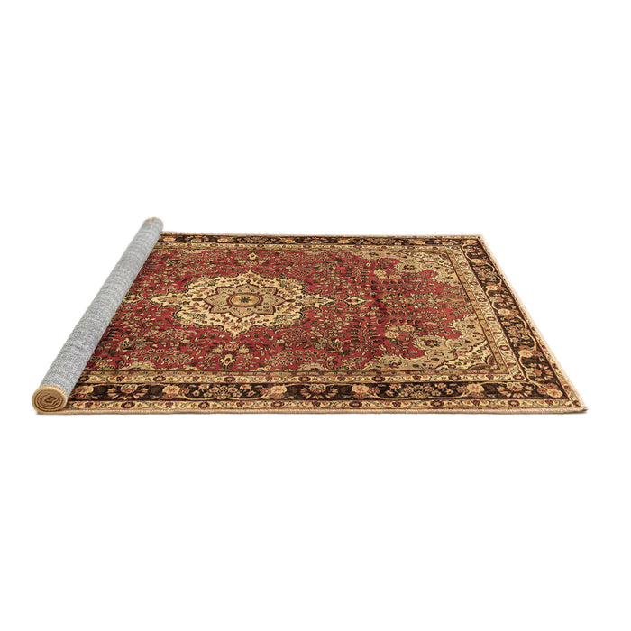 Sideview of Machine Washable Persian Brown Traditional Rug, wshtr2814brn