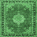 Square Machine Washable Persian Emerald Green Traditional Area Rugs, wshtr2814emgrn