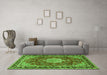 Machine Washable Persian Green Traditional Area Rugs in a Living Room,, wshtr2814grn