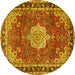 Round Machine Washable Persian Yellow Traditional Rug, wshtr2814yw