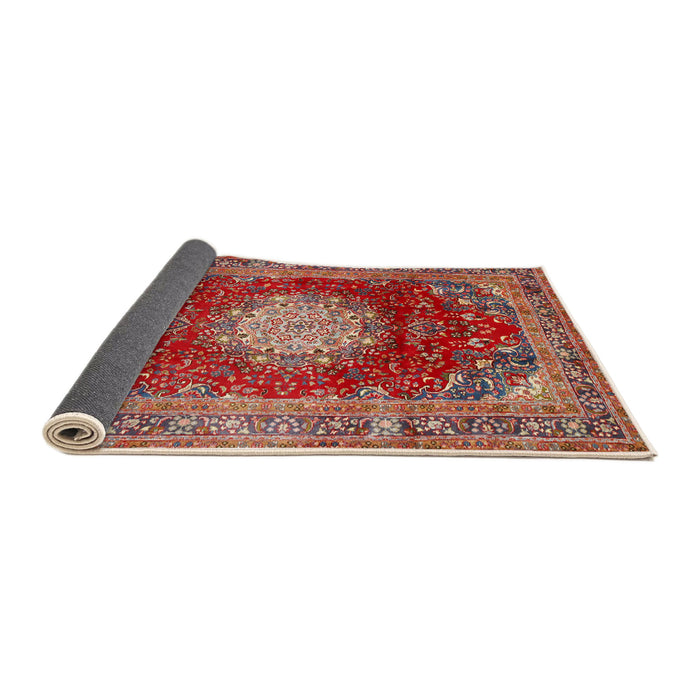 Sideview of Traditional Orange Salmon Pink Medallion Rug, tr2815
