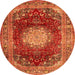 Square Medallion Orange Traditional Rug, tr2815org