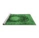 Sideview of Machine Washable Medallion Emerald Green Traditional Area Rugs, wshtr2815emgrn