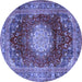 Round Medallion Blue Traditional Rug, tr2815blu