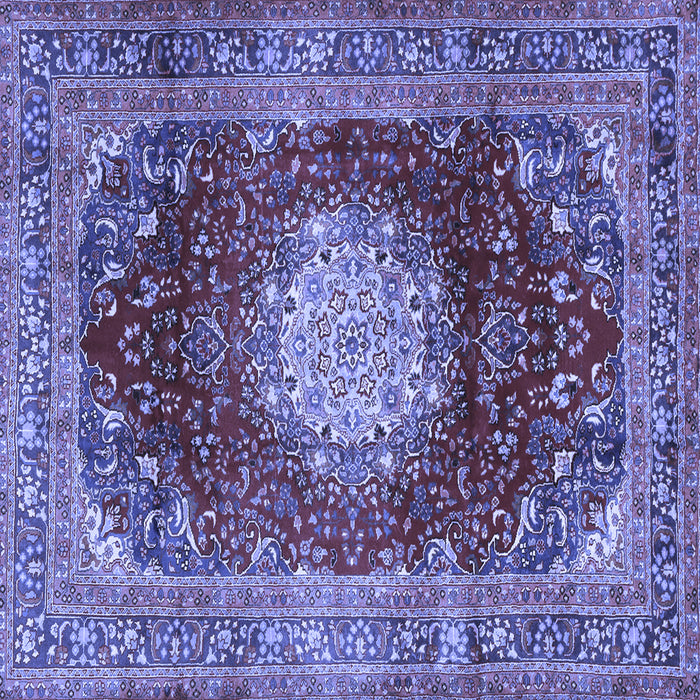 Square Machine Washable Medallion Blue Traditional Rug, wshtr2815blu