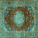 Square Medallion Turquoise Traditional Rug, tr2815turq