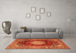 Machine Washable Medallion Orange Traditional Area Rugs in a Living Room, wshtr2815org