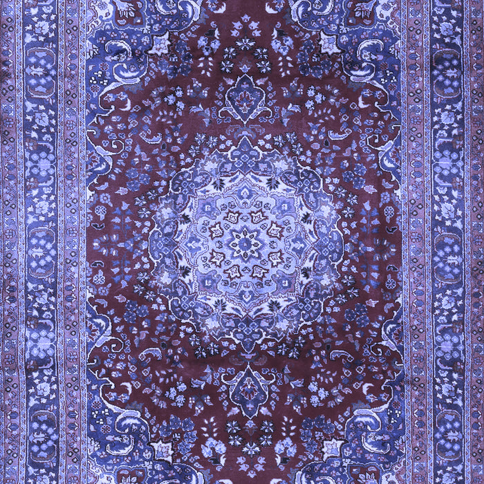 Machine Washable Medallion Blue Traditional Rug, wshtr2815blu