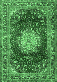 Medallion Emerald Green Traditional Rug, tr2815emgrn