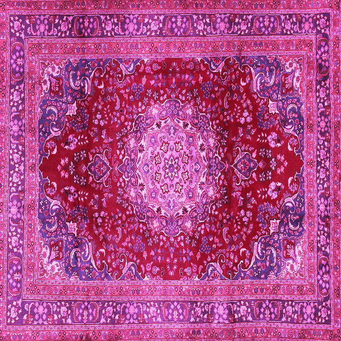 Square Machine Washable Medallion Pink Traditional Rug, wshtr2815pnk