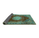 Sideview of Medallion Turquoise Traditional Rug, tr2815turq