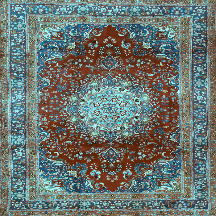 Square Medallion Light Blue Traditional Rug, tr2815lblu
