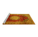 Sideview of Machine Washable Medallion Yellow Traditional Rug, wshtr2815yw