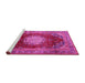 Sideview of Machine Washable Medallion Pink Traditional Rug, wshtr2815pnk