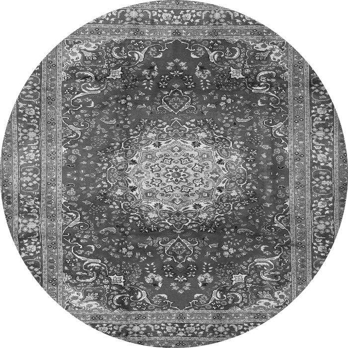 Machine Washable Medallion Gray Traditional Rug, wshtr2815gry