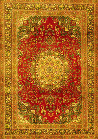 Medallion Yellow Traditional Rug, tr2815yw