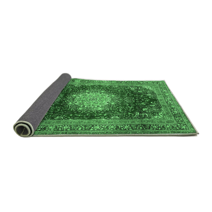 Sideview of Medallion Emerald Green Traditional Rug, tr2815emgrn