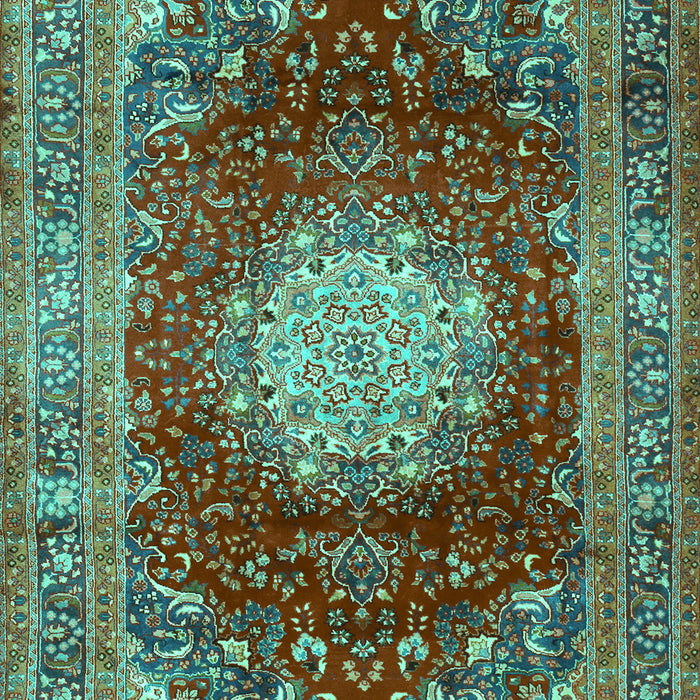 Machine Washable Medallion Turquoise Traditional Area Rugs, wshtr2815turq