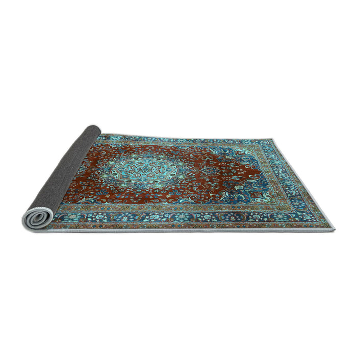 Sideview of Medallion Light Blue Traditional Rug, tr2815lblu