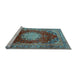 Sideview of Machine Washable Medallion Light Blue Traditional Rug, wshtr2815lblu