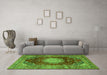 Machine Washable Medallion Green Traditional Area Rugs in a Living Room,, wshtr2815grn