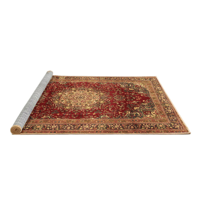 Sideview of Machine Washable Medallion Brown Traditional Rug, wshtr2815brn