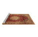 Sideview of Machine Washable Medallion Brown Traditional Rug, wshtr2815brn