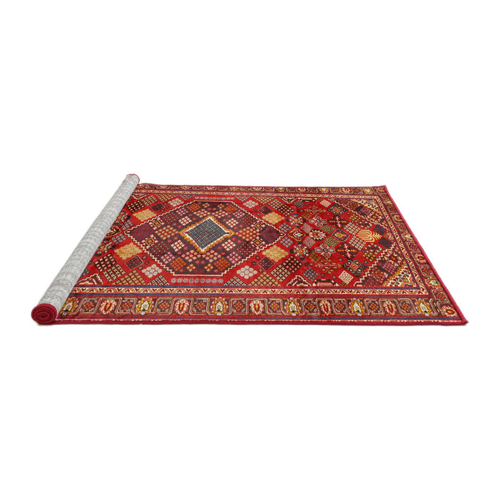 Sideview of Machine Washable Traditional Copper Red Pink Rug, wshtr2816
