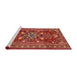 Sideview of Machine Washable Traditional Copper Red Pink Rug, wshtr2816