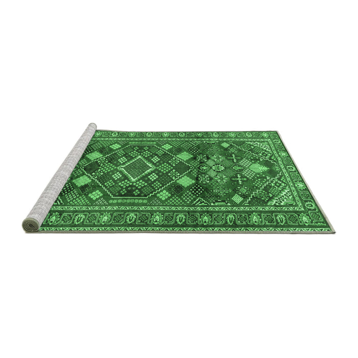 Sideview of Machine Washable Persian Emerald Green Traditional Area Rugs, wshtr2816emgrn
