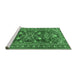 Sideview of Machine Washable Persian Emerald Green Traditional Area Rugs, wshtr2816emgrn