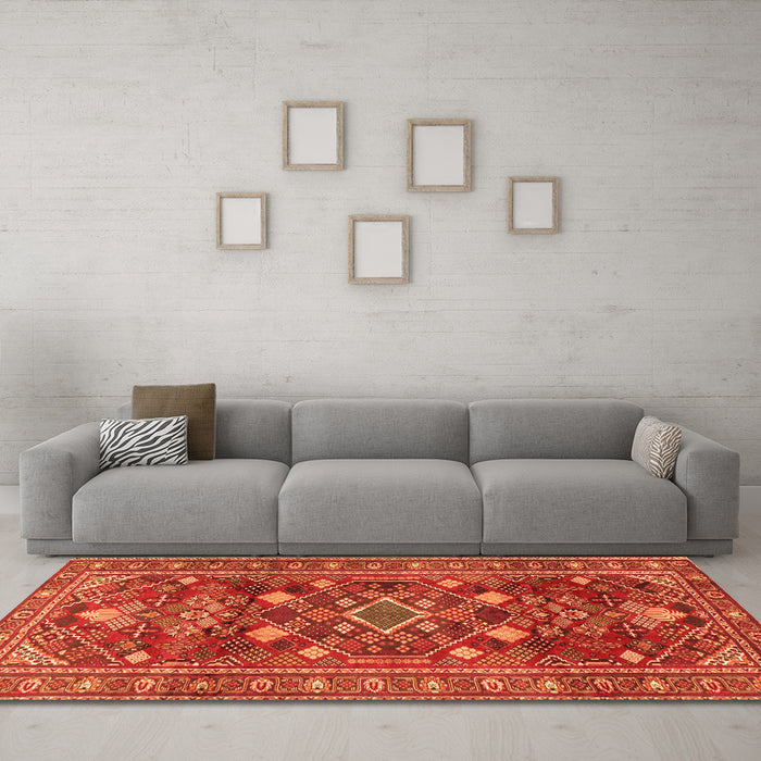 Machine Washable Persian Orange Traditional Area Rugs in a Living Room, wshtr2816org