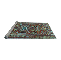Sideview of Machine Washable Persian Light Blue Traditional Rug, wshtr2816lblu