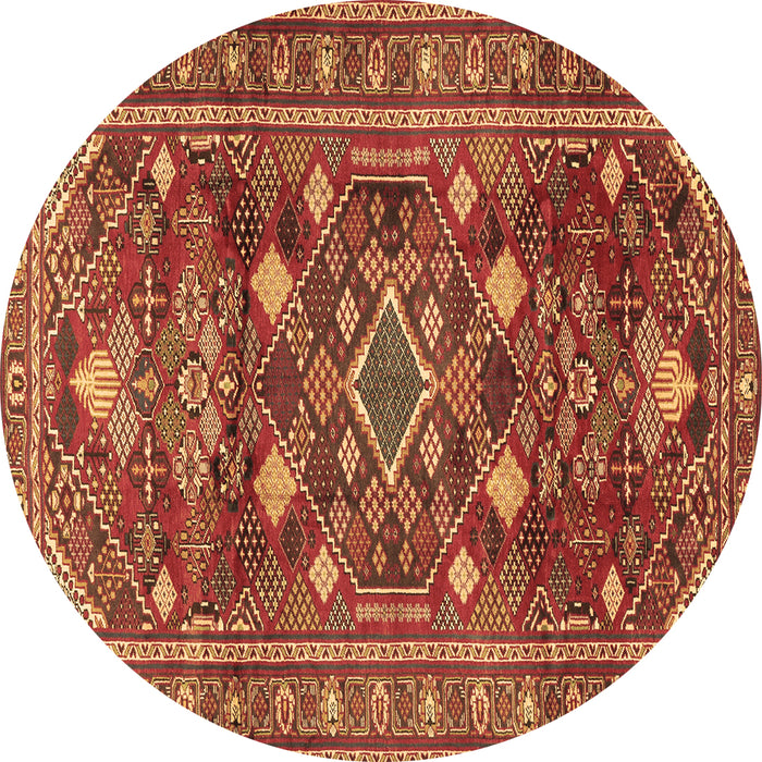 Round Machine Washable Persian Brown Traditional Rug, wshtr2816brn