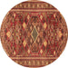 Round Machine Washable Persian Brown Traditional Rug, wshtr2816brn