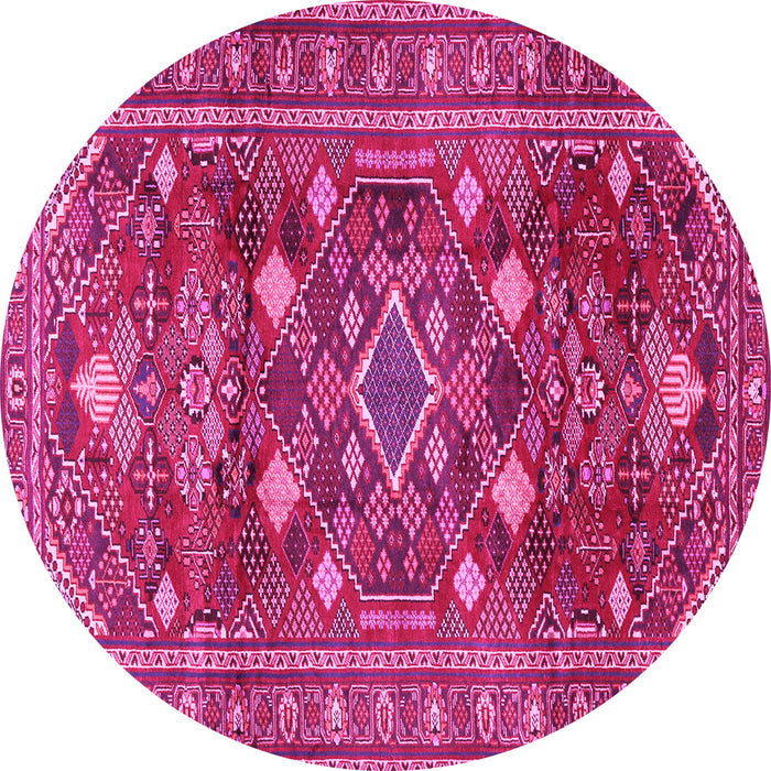 Round Machine Washable Persian Pink Traditional Rug, wshtr2816pnk