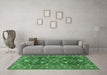 Machine Washable Persian Emerald Green Traditional Area Rugs in a Living Room,, wshtr2816emgrn