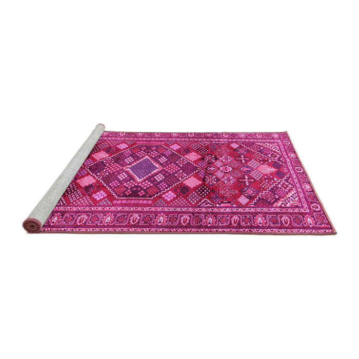 Sideview of Machine Washable Persian Pink Traditional Rug, wshtr2816pnk
